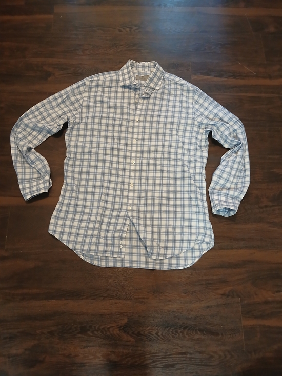 Canali Other - Canali Light Blue and White Plaid Button-Up Shirt